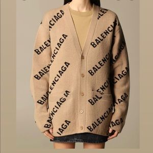 Balenciaga Beige logo cardigan